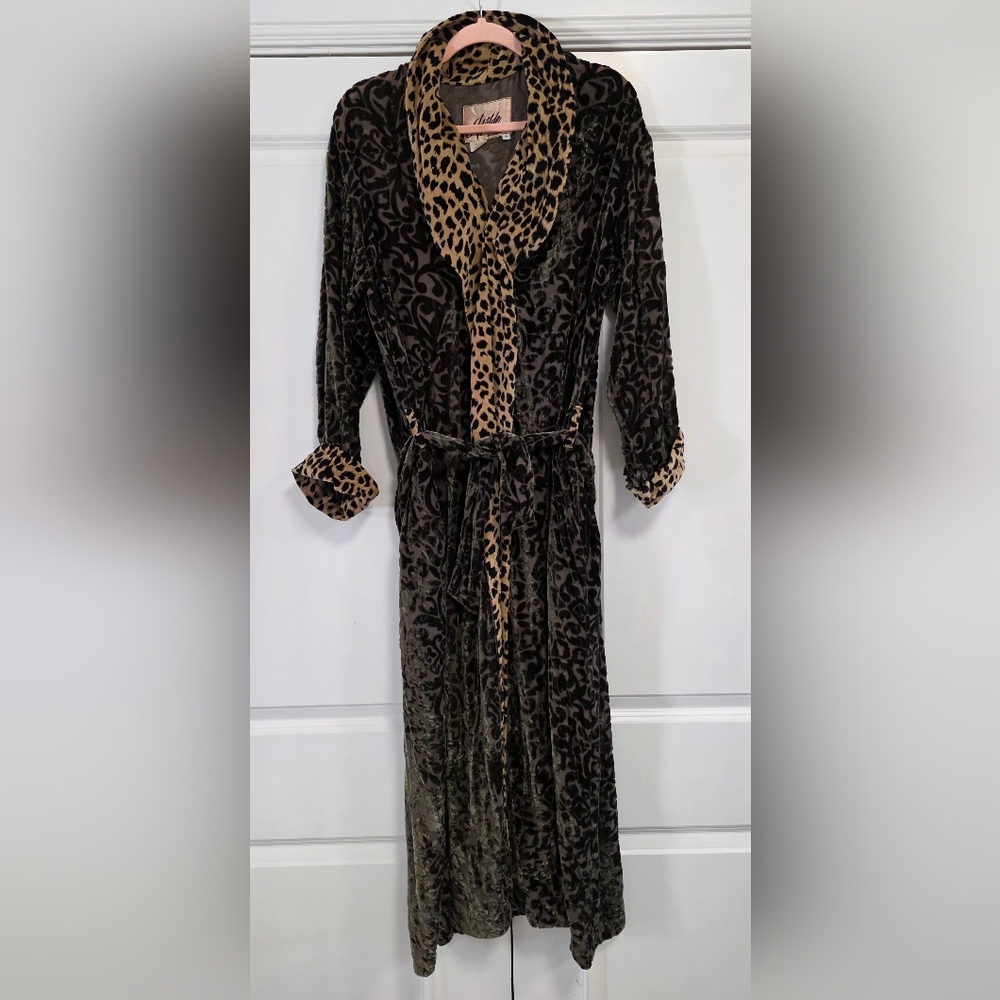 Vintage Original J. Wilde Design Burnout Velvet Leopard Print Robe Duster - Picture 4 of 9